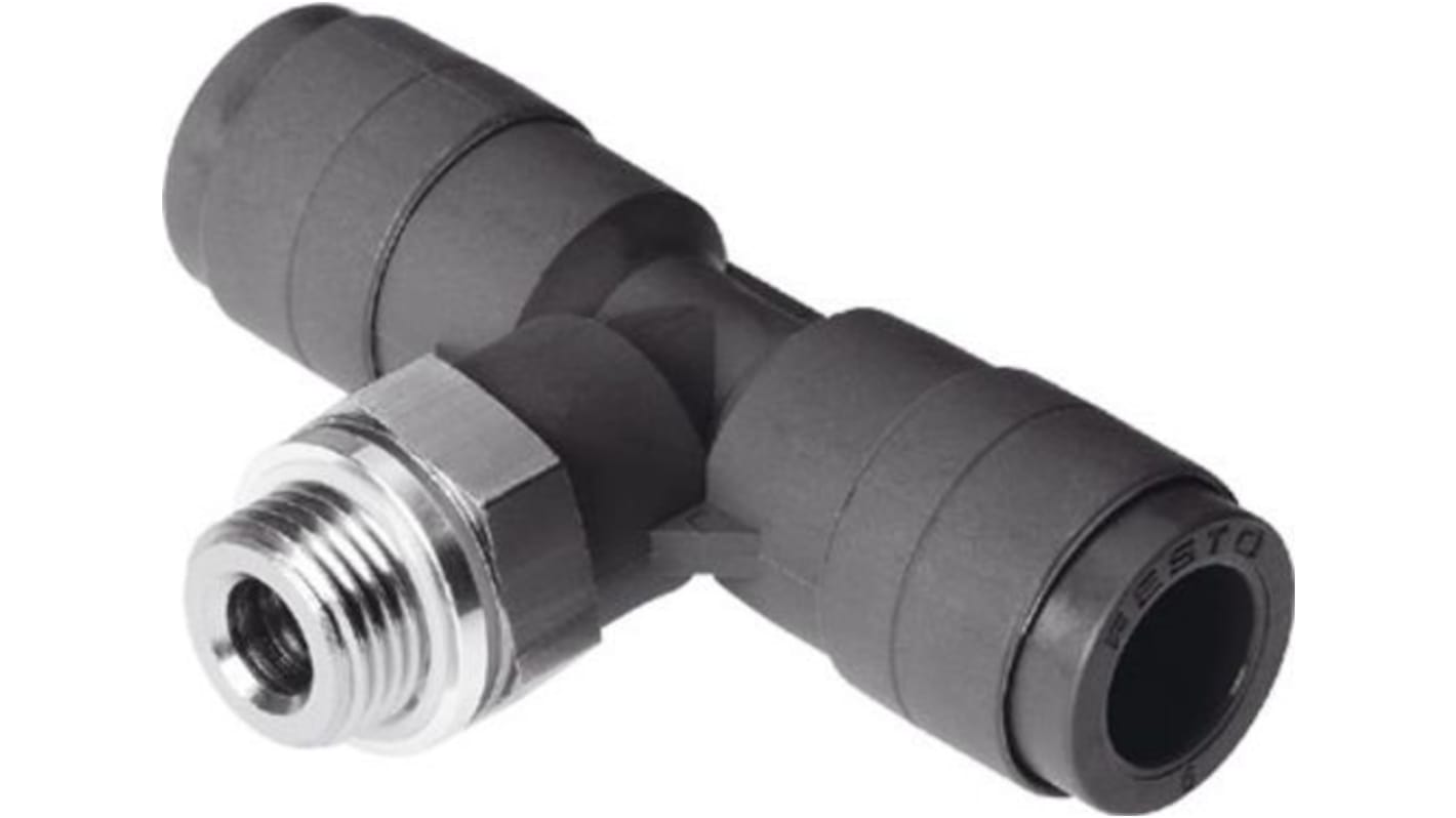 Festo Tee Threaded Adaptor, Push In 8 mm to Push In 8 mm, Threaded-to-Tube Connection Style, 186337