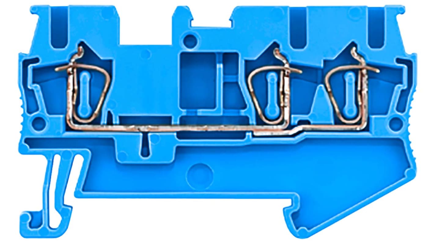 Through-type terminals with spring-loade