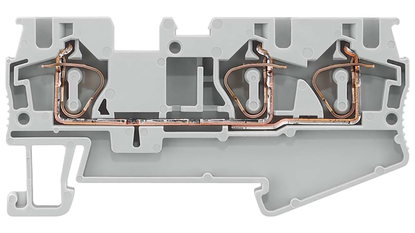 Bloc de jonction rail DIN sans fusible Siemens 8WH, 4mm², Fixation à ressort, Gris