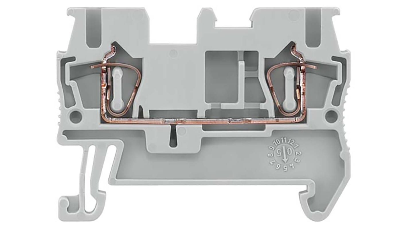 Bloc de jonction rail DIN sans fusible Siemens 8WH, 2.5mm², Fixation à ressort, Gris