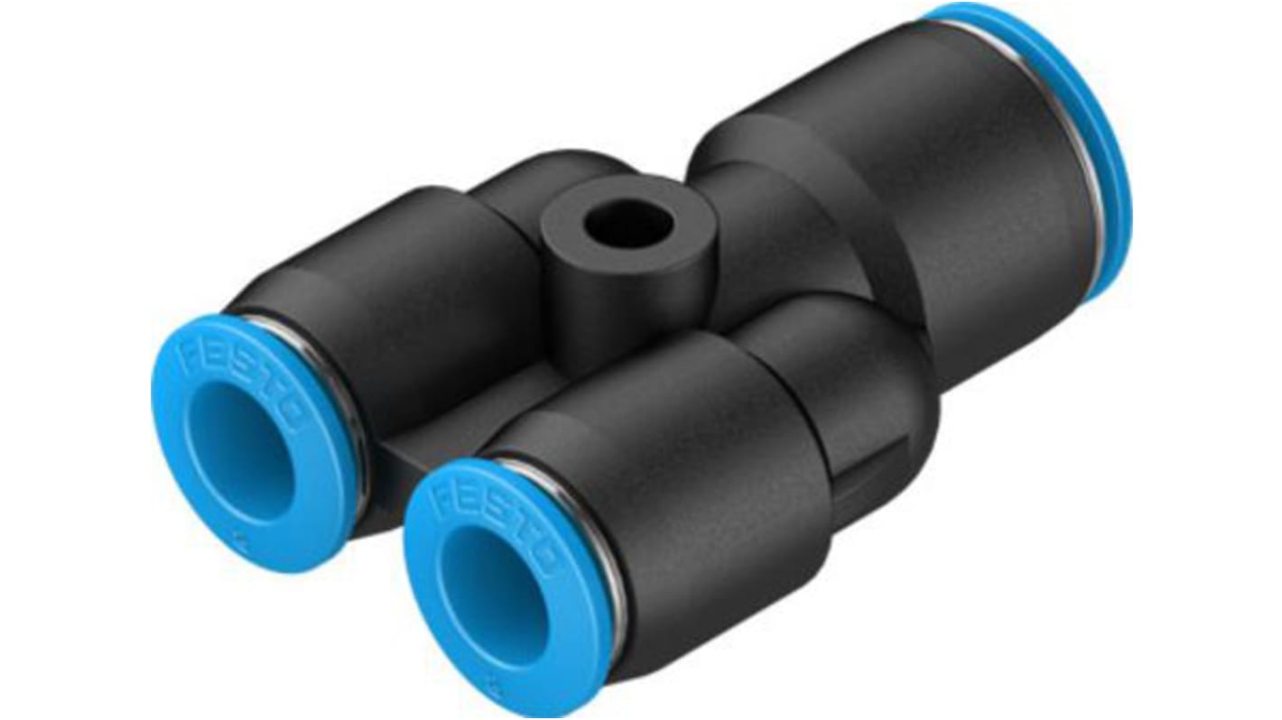 Festo QSY Series Y Tube-to-Tube Adaptor, Push In 10 mm to Push In 8 mm, Tube-to-Tube Connection Style, 130814