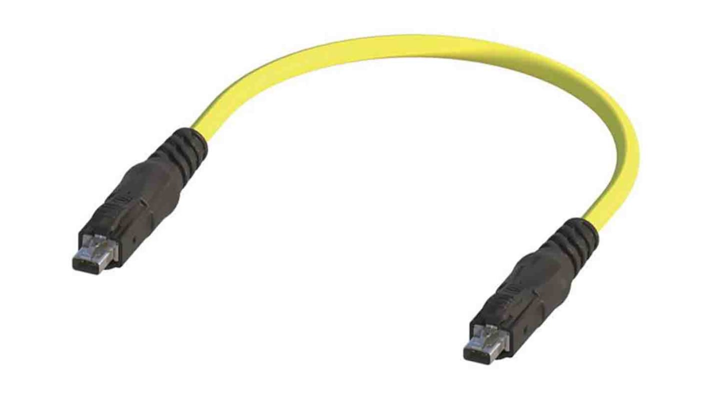 HARTING Cat6a Male SPE to Male SPE Ethernet Cable, STP, Yellow PUR Sheath, 2m, Flame Retardant