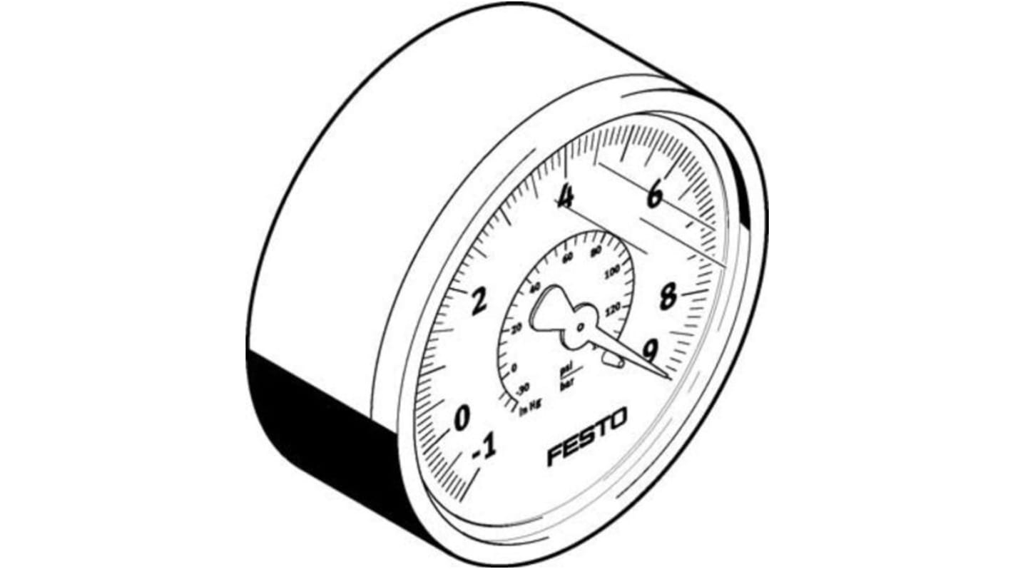 Festo 537814 Druckmessgerät Prozessanschluss hinten Analog → 0bar, Ø 63mm