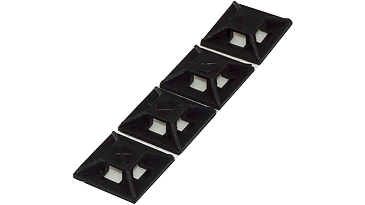 RS PRO Self Adhesive Black Cable Tie Mount 12.5 mm x 12.5mm, 3.2mm Max. Cable Tie Width