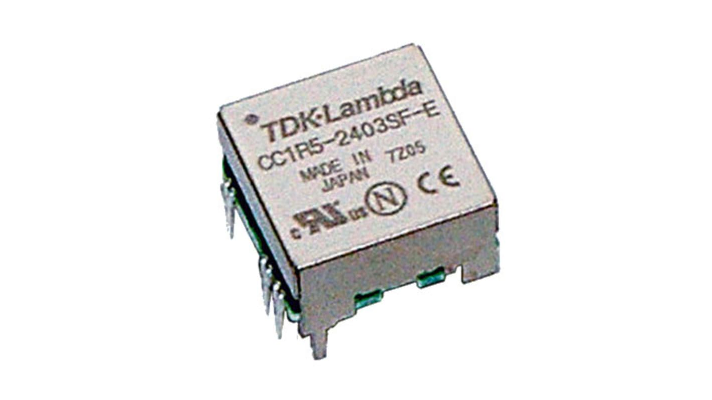 TDK-Lambda CC-E DC-DC Converter, 5V dc/ 0.3A Output, 4.5, 9.0 V dc Input, 1.5W, Through Hole, +85°C Max Temp -40°C Min