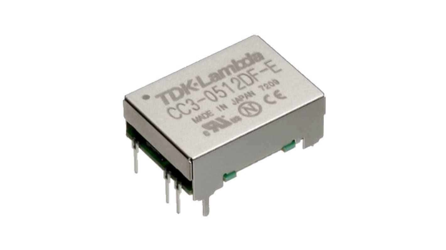 TDK-Lambda CC-E DC-DC Converter, 12V dc/ 0.125A Output, 4.5, 9 V dc Input, 3W, Through Hole, +85°C Max Temp -40°C Min