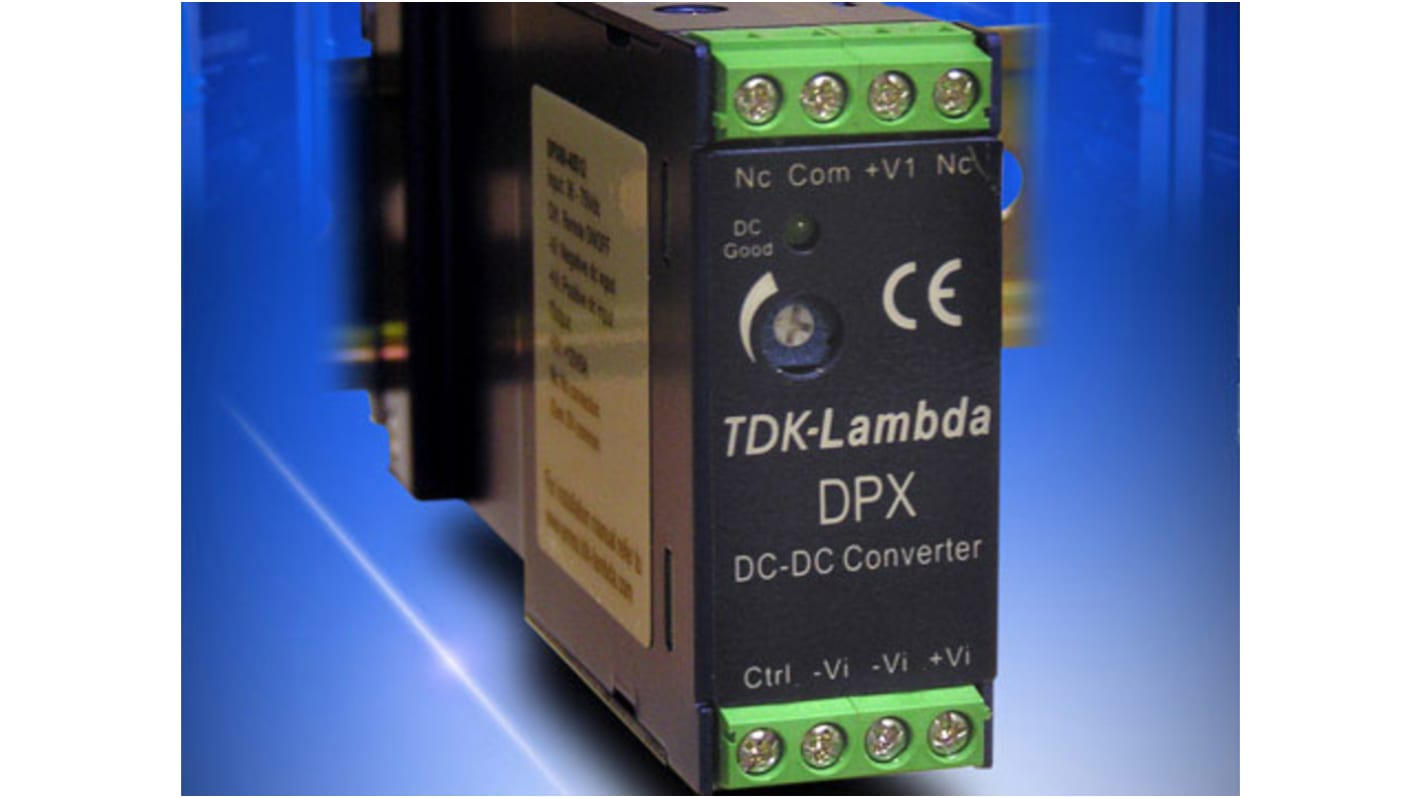 TDK-Lambda DPX20W DC-DC Converter, 5V dc/ 4A Output, 9.5, 36 V dc Input, 20W, DIN Rail Mount, +85°C Max Temp -40°C Min