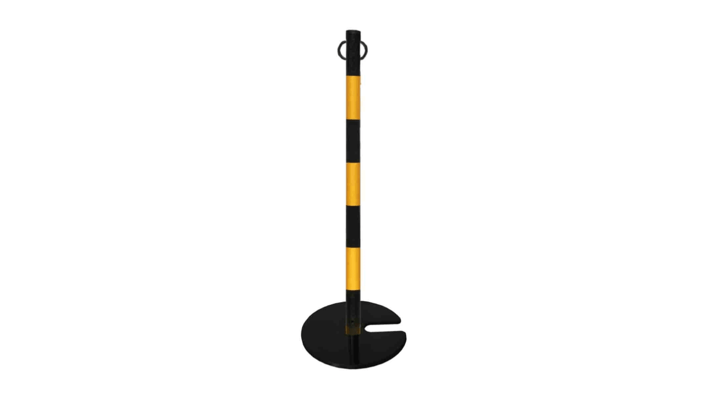 Poste de barrera RS PRO, Negro, amarillo, Ø 40mm, alt. 1 m