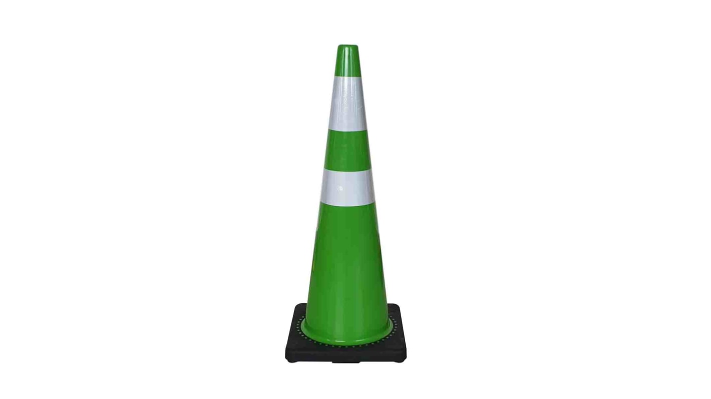 Cono de Seguridad y Tráfico RS PRO reflectante de PVC Verde, con base lastrada, altura: 90 cm