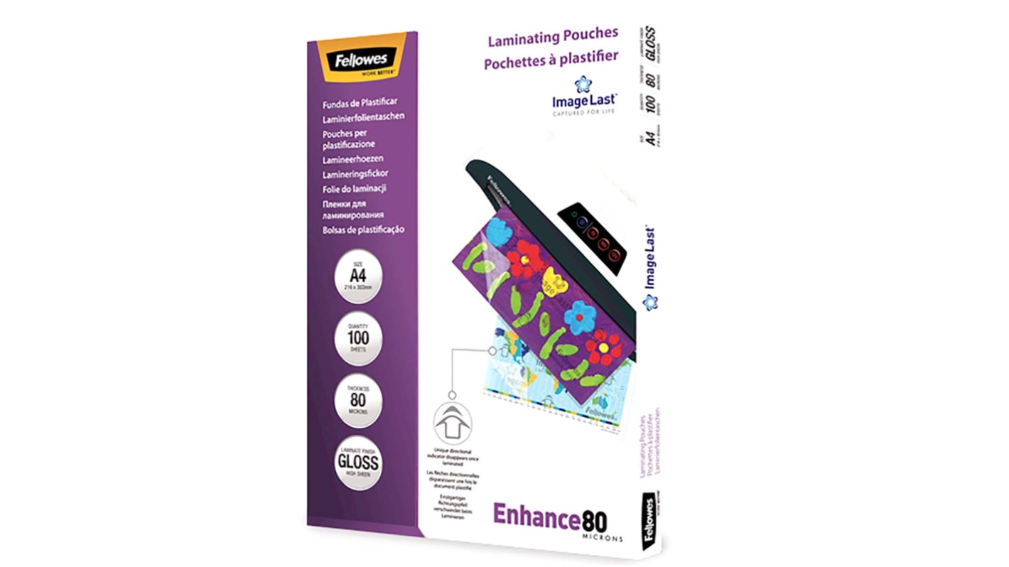 Fundas de plastificar Fellowes 5306114 A4 80Micra