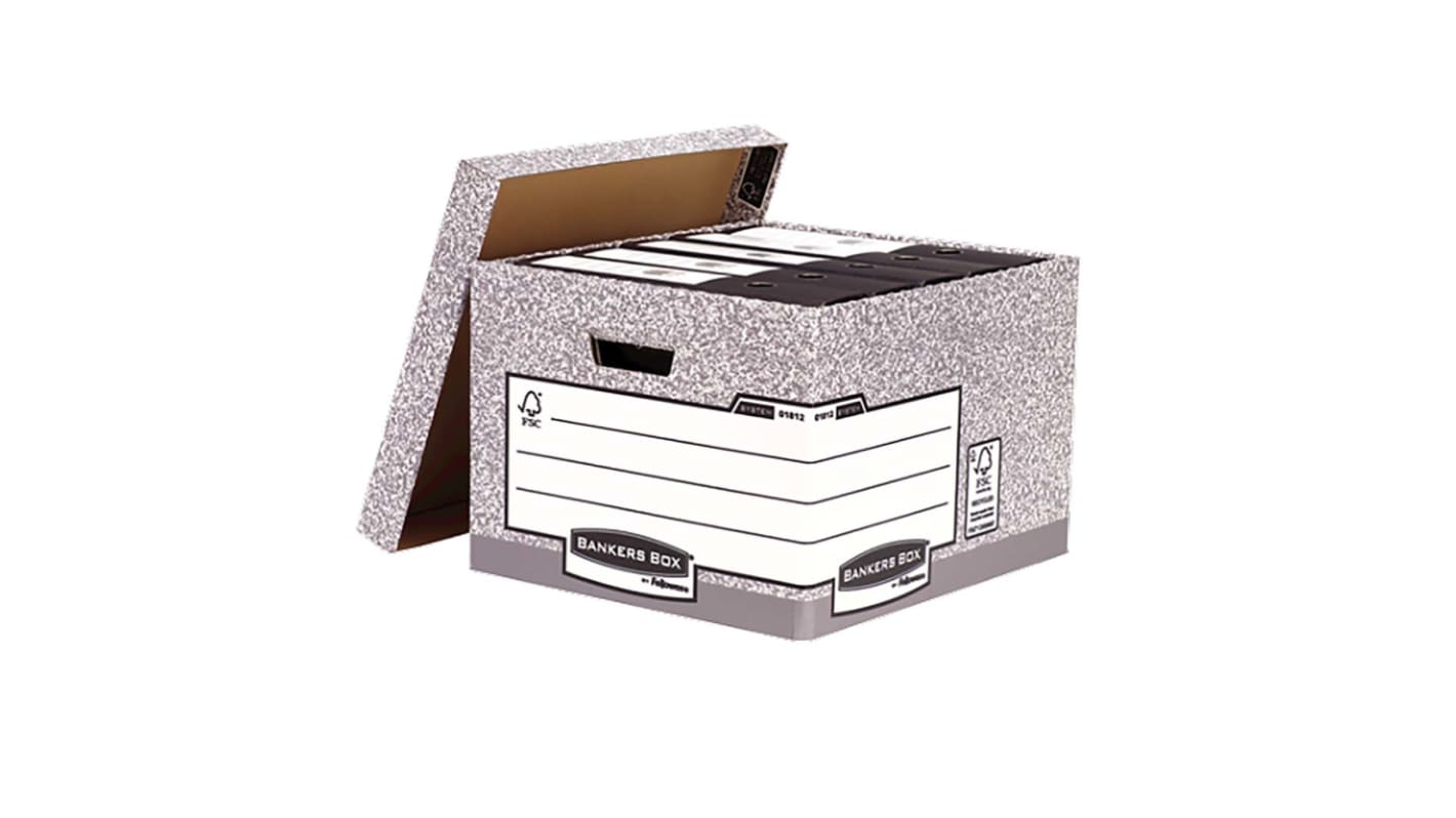 00810FF Fellowes Grey 6 Compartment A4, Foolscap Archive Box, H287mm