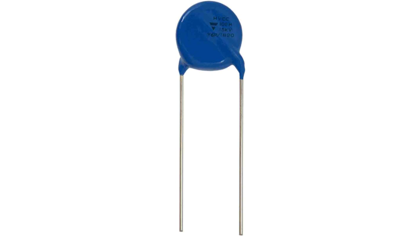 Vishay Single Layer Ceramic Capacitor (SLCC) 220pF 10kV dc ±20%, HVCC, Through Hole +105°C Max Op. Temp.