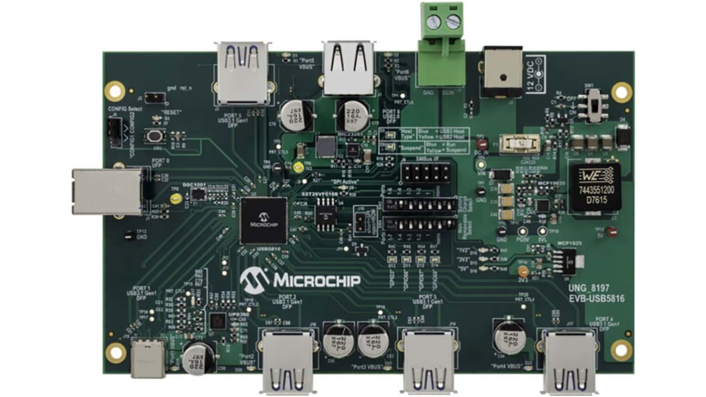 Module de développement de communication et sans fil Microchip EVB-USB5816 Evaluation Board