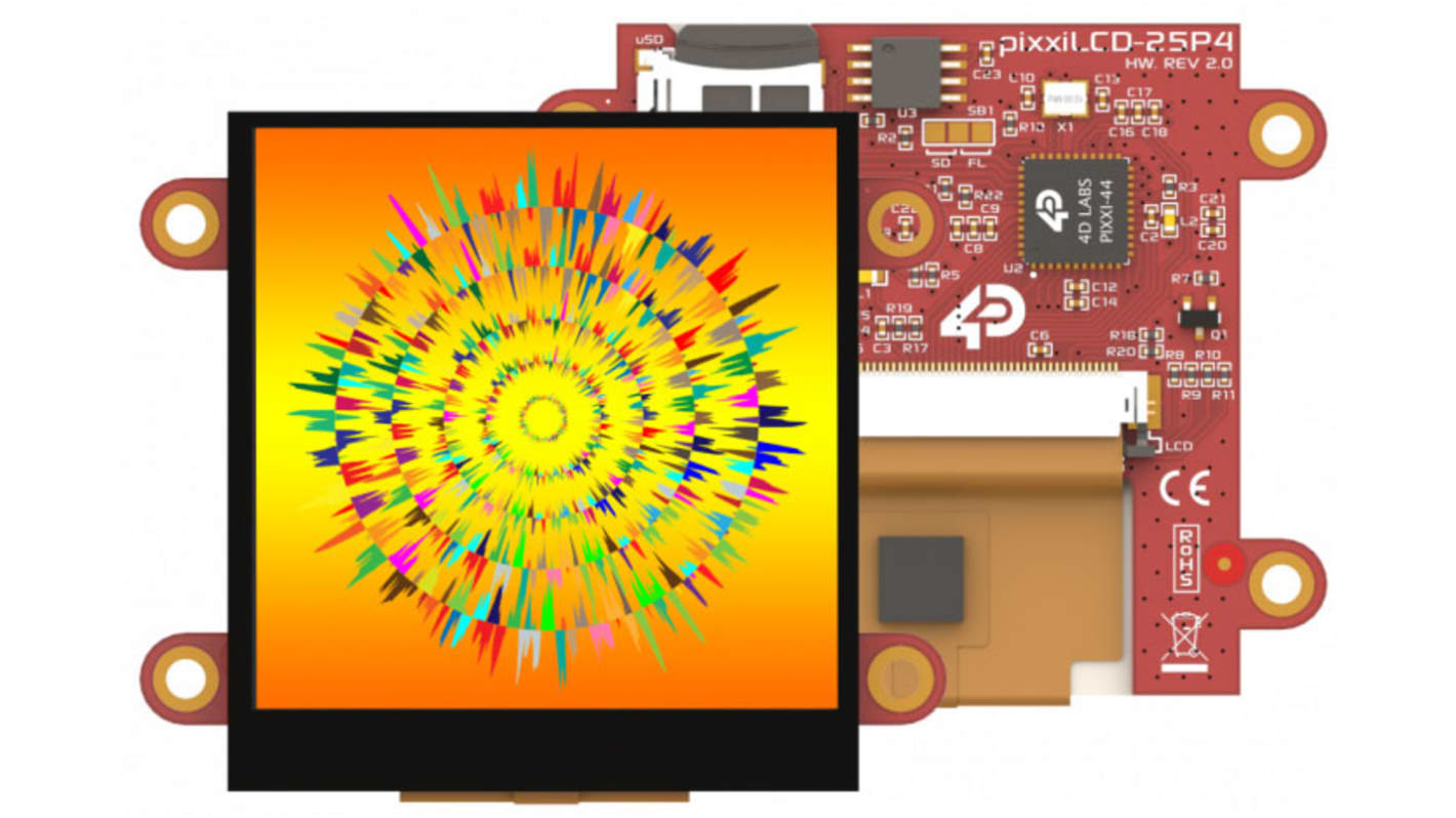 Display LCD color TFT táctil 4D Systems de 2.5plg, 240 x 240pixels, interfaz SPI