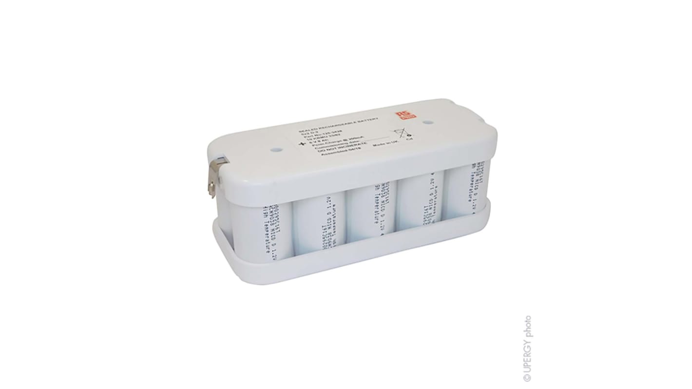 Batería recargable NiCd, 6V, 8Ah, 10 celdas D, terminal tipo lengüeta