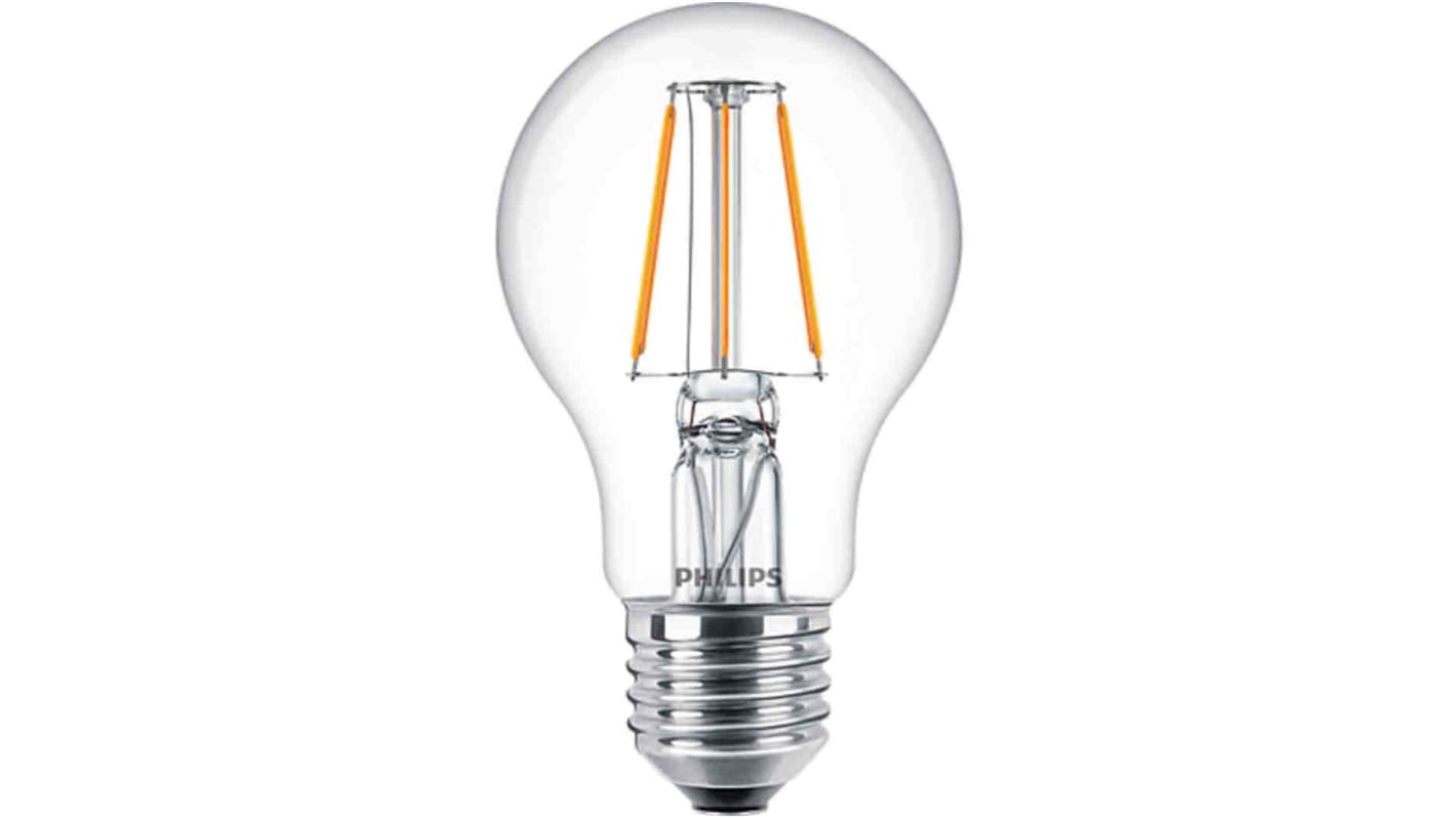 Philips Classic, LED-Filament, LED-Lampe, Glaskolben, 5 W / 230V, E27 Sockel, 2700K warmweiß