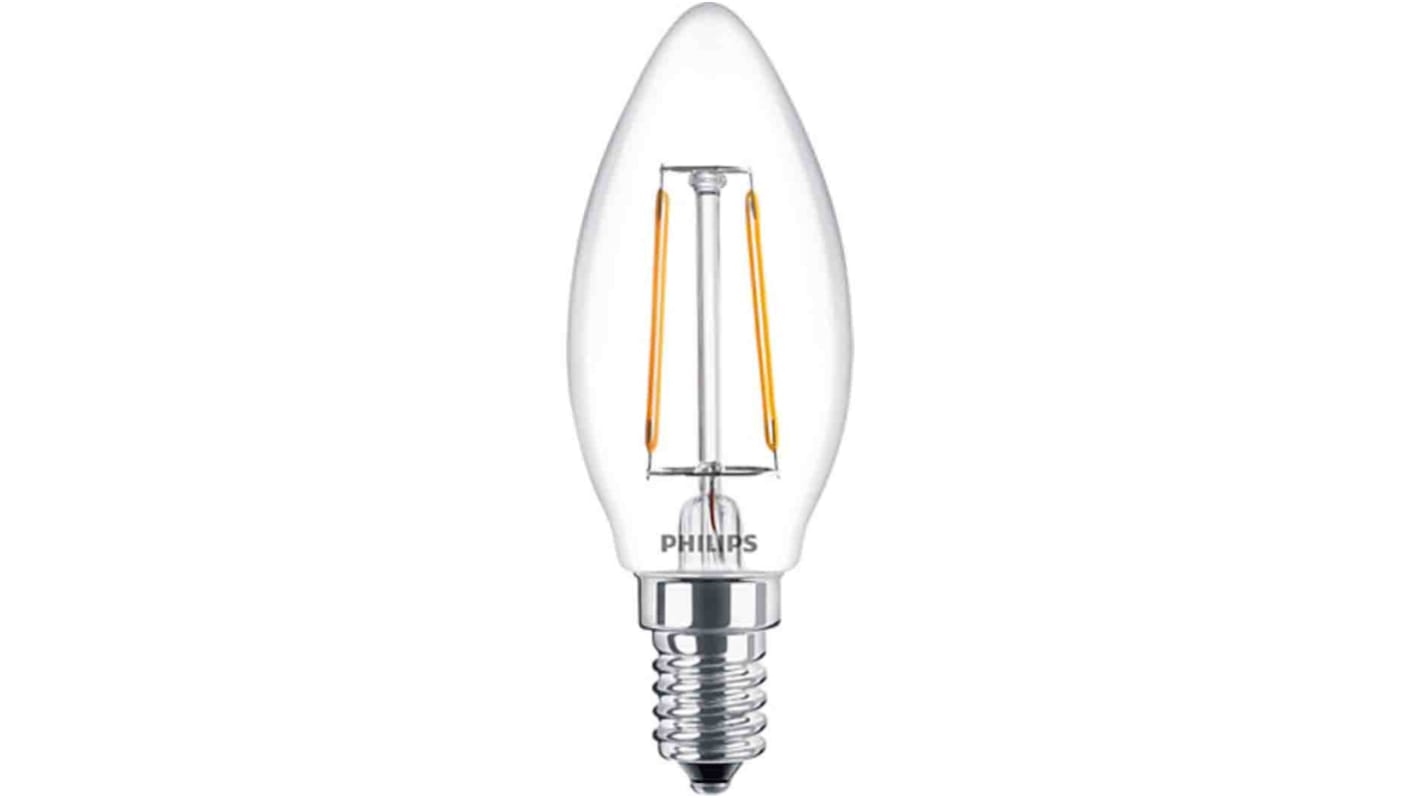 Lámpara LED en forma de vela Philips, Classic, 220 → 240 V, 2-25 W, casquillo E14, Blanco Cálido, 2700K