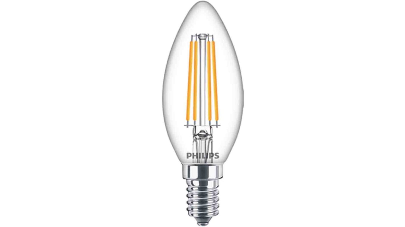 Philips Classic, LED-Filament, LED-Lampe, B35, 6,5 W / 230V, E14 Sockel, 2700K warmweiß