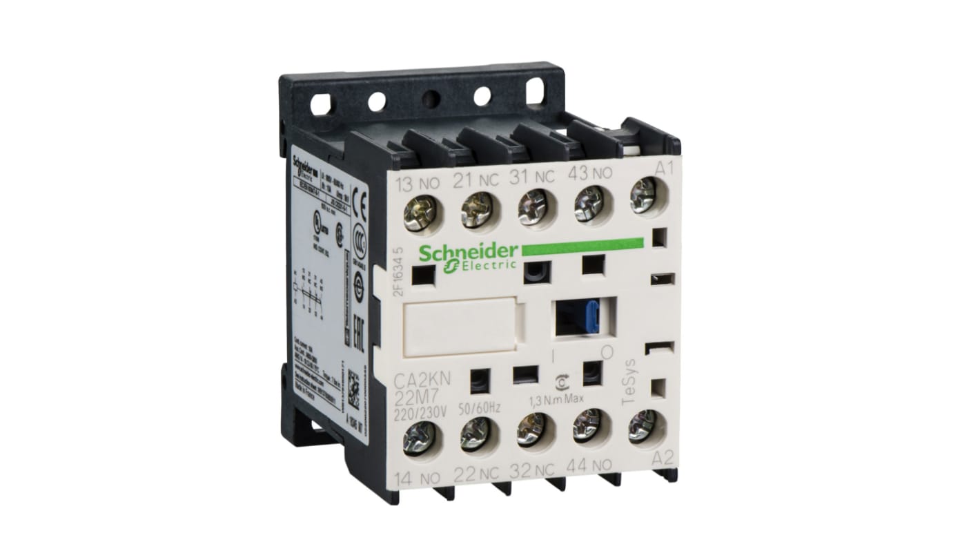 Contattore Schneider Electric, 4 poli, 2 NO + 2 NC, 20 A, bobina 230 V c.a.