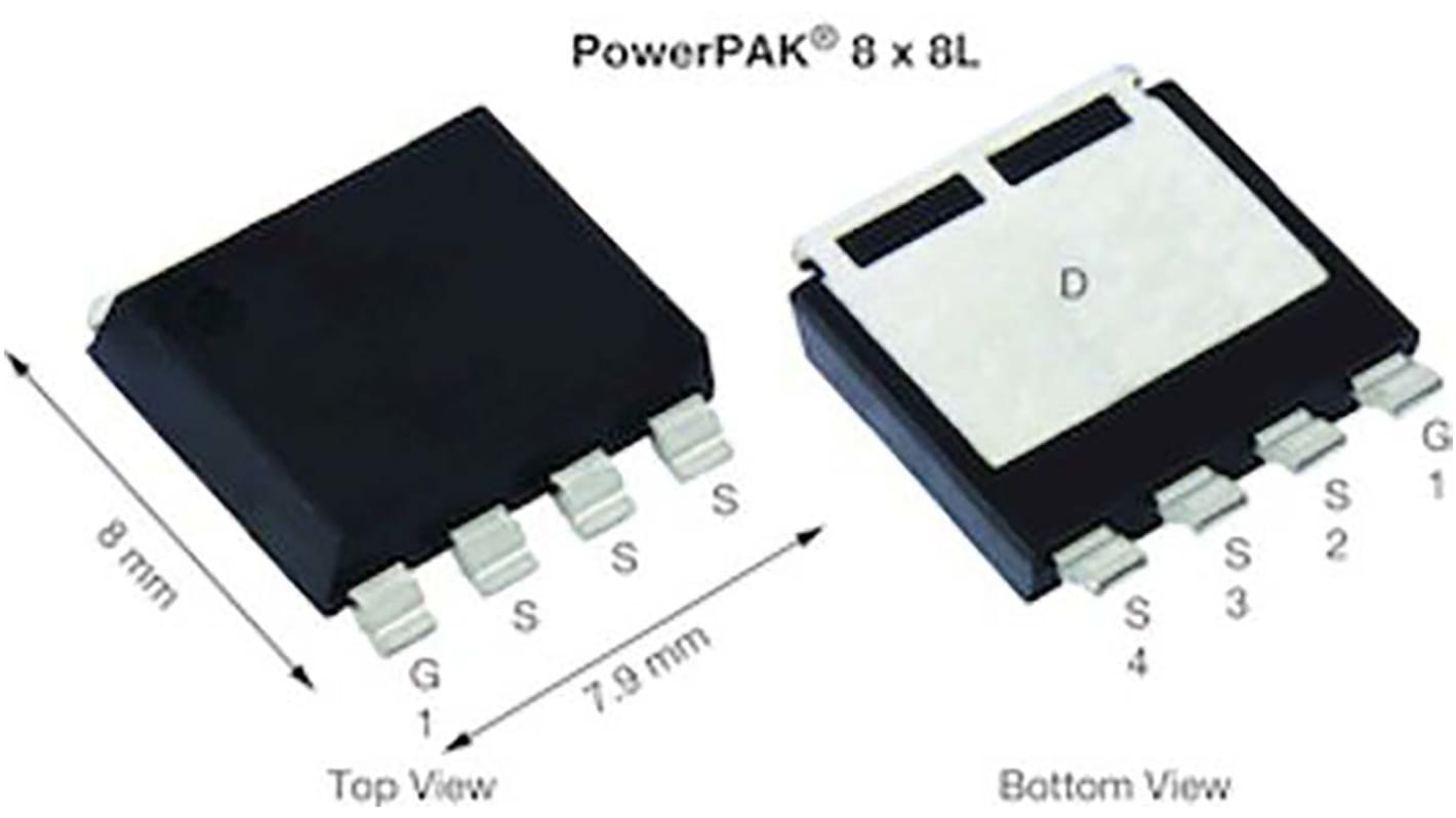 MOSFET Vishay, canale N, 0,0009 Ω, 575 A, PowerPak 8 x 8L, Montaggio superficiale