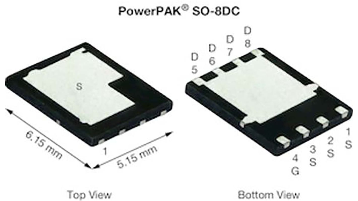 MOSFET Vishay SiDR104ADP-T1-RE3, VDSS 100 V, ID 81 A, POWERPAK SO-8DC de 8 pines