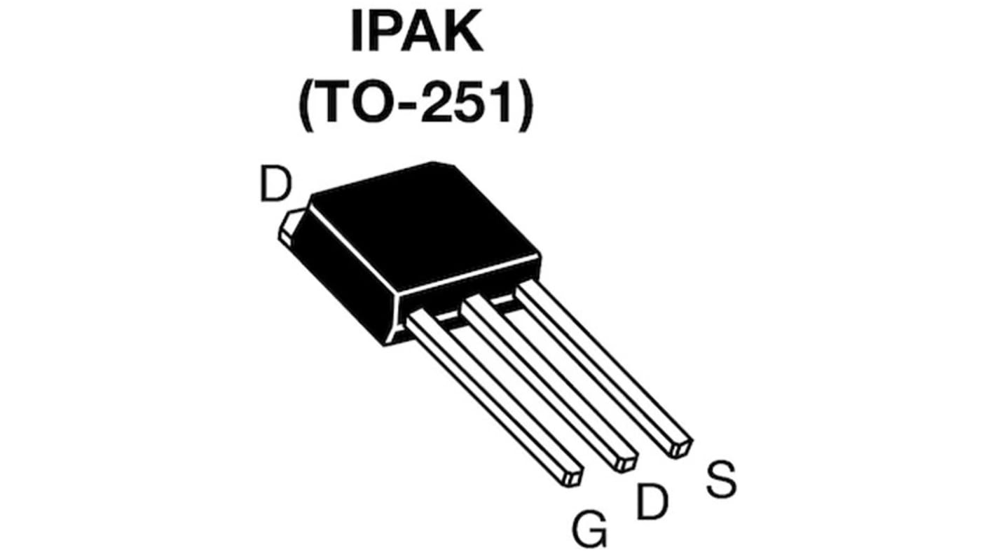 MOSFET Vishay, canale N, 1,35 Ω, 4,4 A, IPAK (TO-251), Su foro