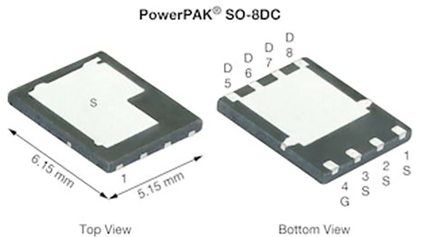N-Channel MOSFET, 100 A, 25 V, 8-Pin PowerPAK SO-8DC Vishay SIDR140DP-T1-RE3
