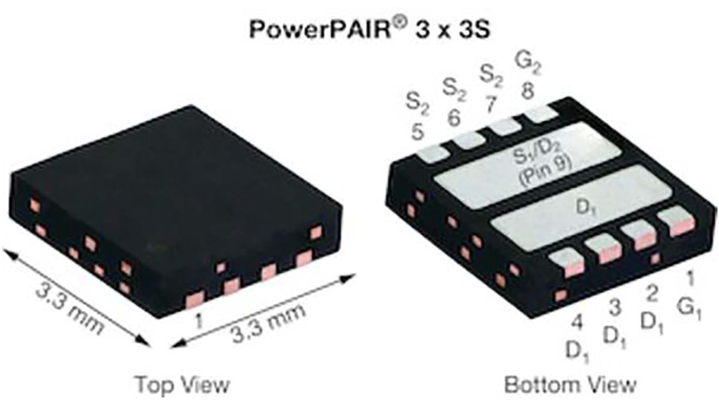 Vishay Nチャンネル MOSFET100 V 19.1 A 表面実装 パッケージPowerPAIR 3 x 3S 8 ピン