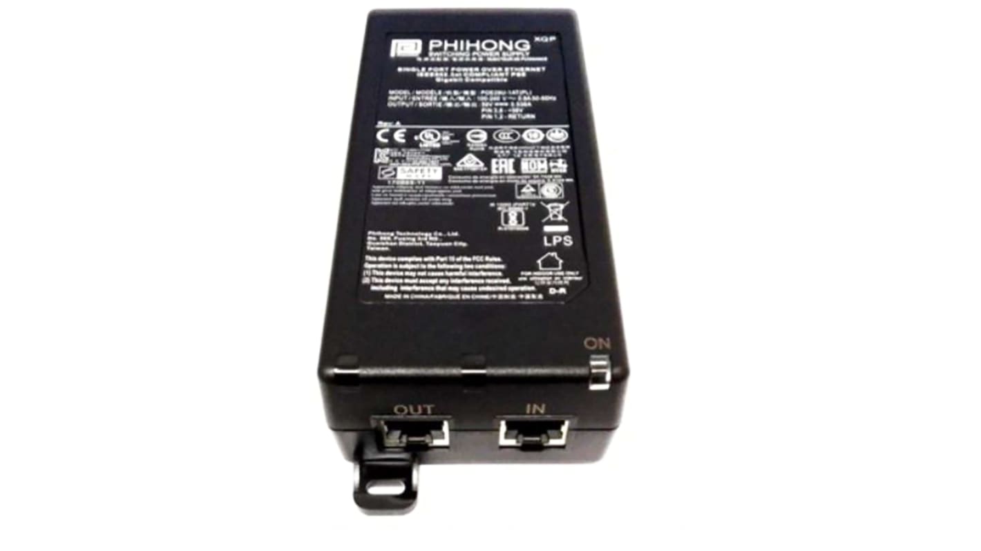 POE60U-1BTE | Phihong Single Port POE Injector, 240V ac Input, 56V dc ...