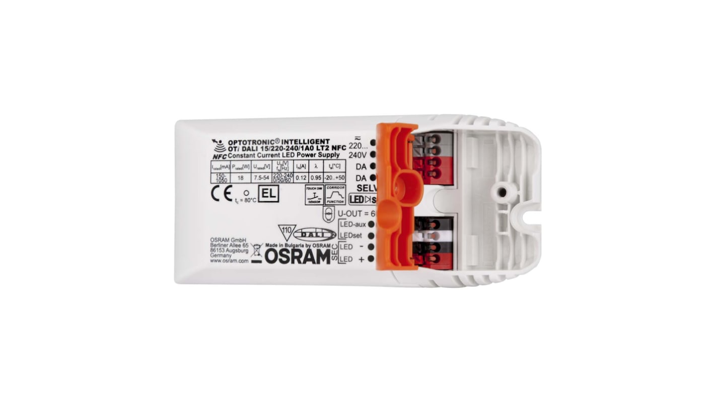 Osram LED meghajtó áramkör OTi-DALI-15/220-240/1A0-Box, kimeneti fesz,: 54V, 1.05A, 18W, állandó áram