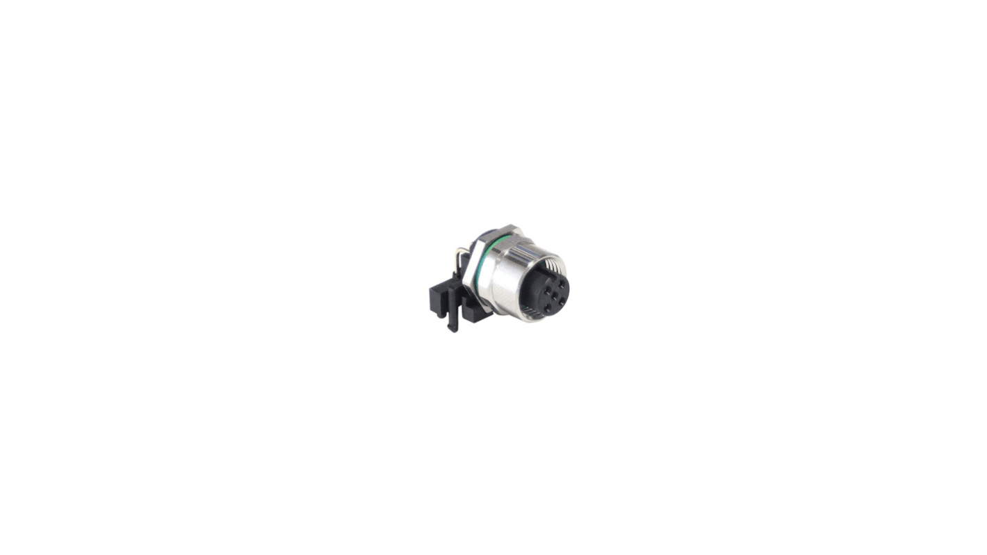 Bulgin Circular Connector, 4 Contacts, Panel Mount, M12 Connector, Socket, Female, IP67, Buccaneer M12 Series