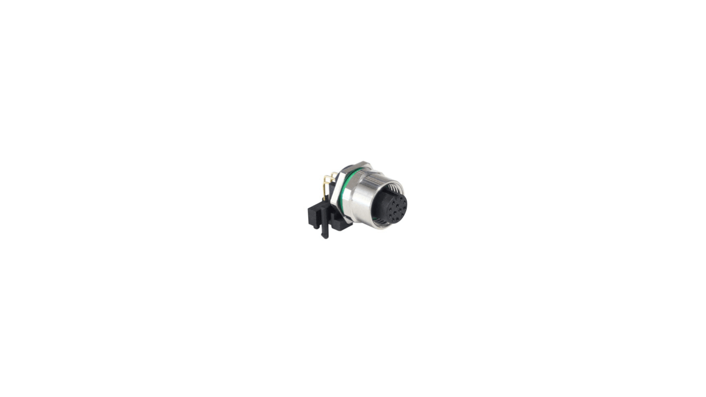 Bulgin Circular Connector, 12 Contacts, Panel Mount, M12 Connector, Socket, Female, IP67, Buccaneer M12 Series