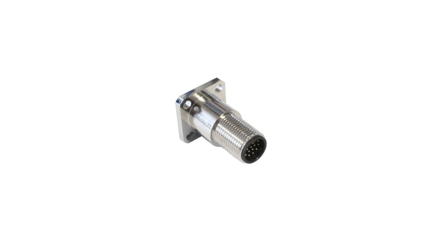 Bulgin Circular Connector, 17 Contacts, Panel Mount, M12 Connector, Plug, Male, IP67, Buccaneer M12 Series