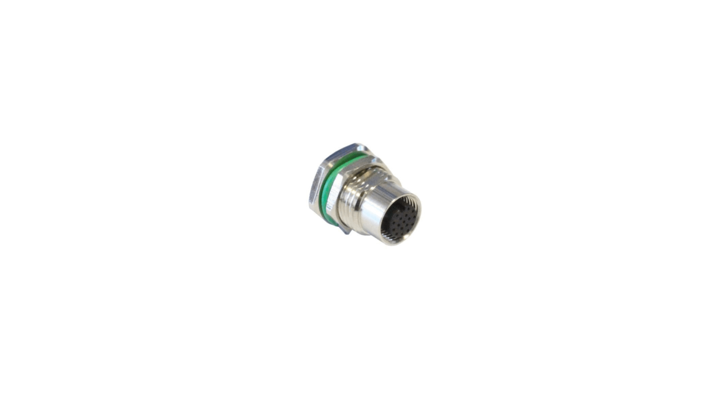 Bulgin Circular Connector, 17 Contacts, Panel Mount, M12 Connector, Socket, Female, IP67, Buccaneer M12 Series