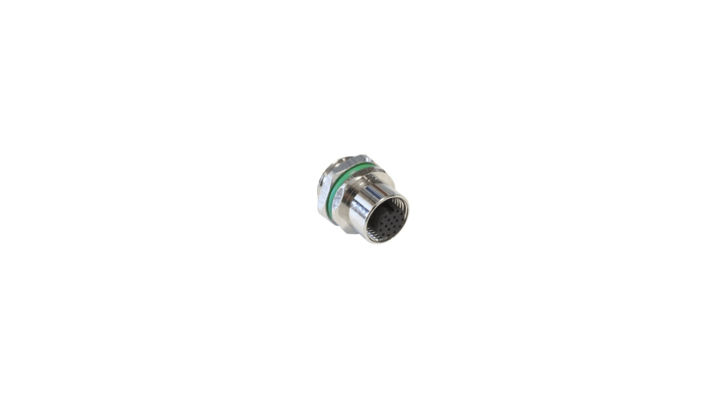 Bulgin Circular Connector, 17 Contacts, Panel Mount, M12 Connector, Socket, Female, IP67, Buccaneer M12 Series