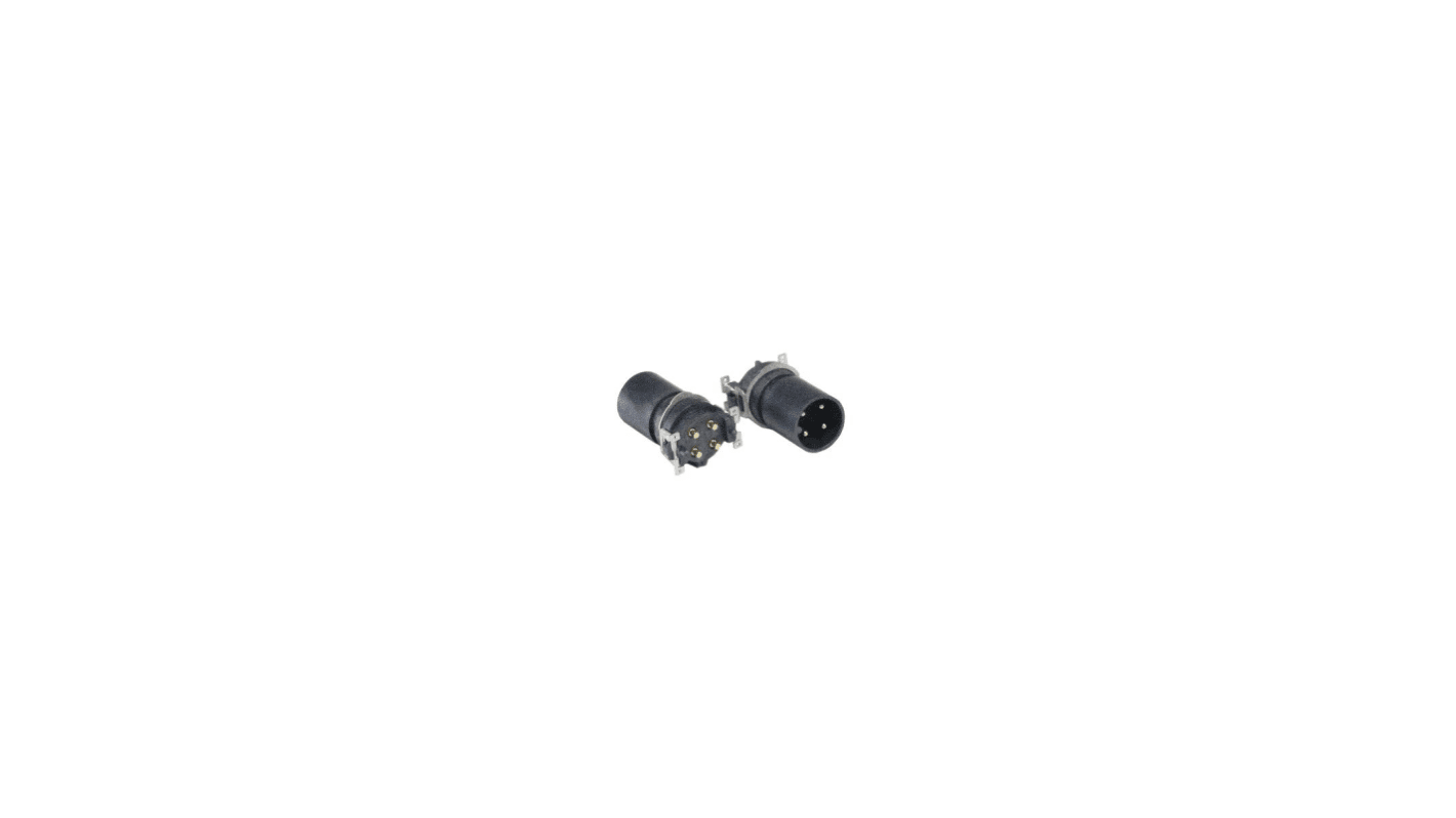 Bulgin Circular Connector, 4 Contacts, Panel Mount, M12 Connector, Socket, Male to Male, IP67, Buccaneer M12 Series