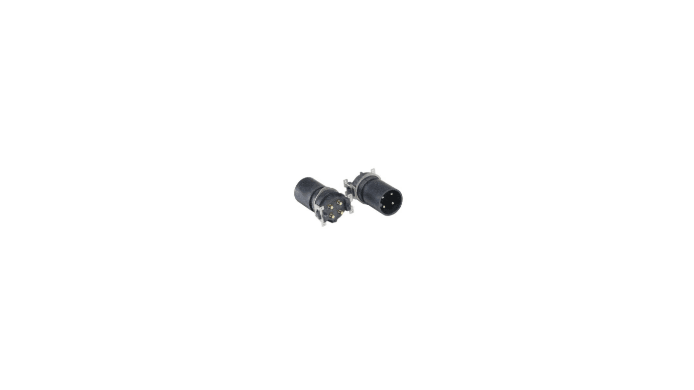 Conector circular Bulgin hembra serie Buccaneer M12 de 4 vías Macho a macho, Montaje en Panel, IP67