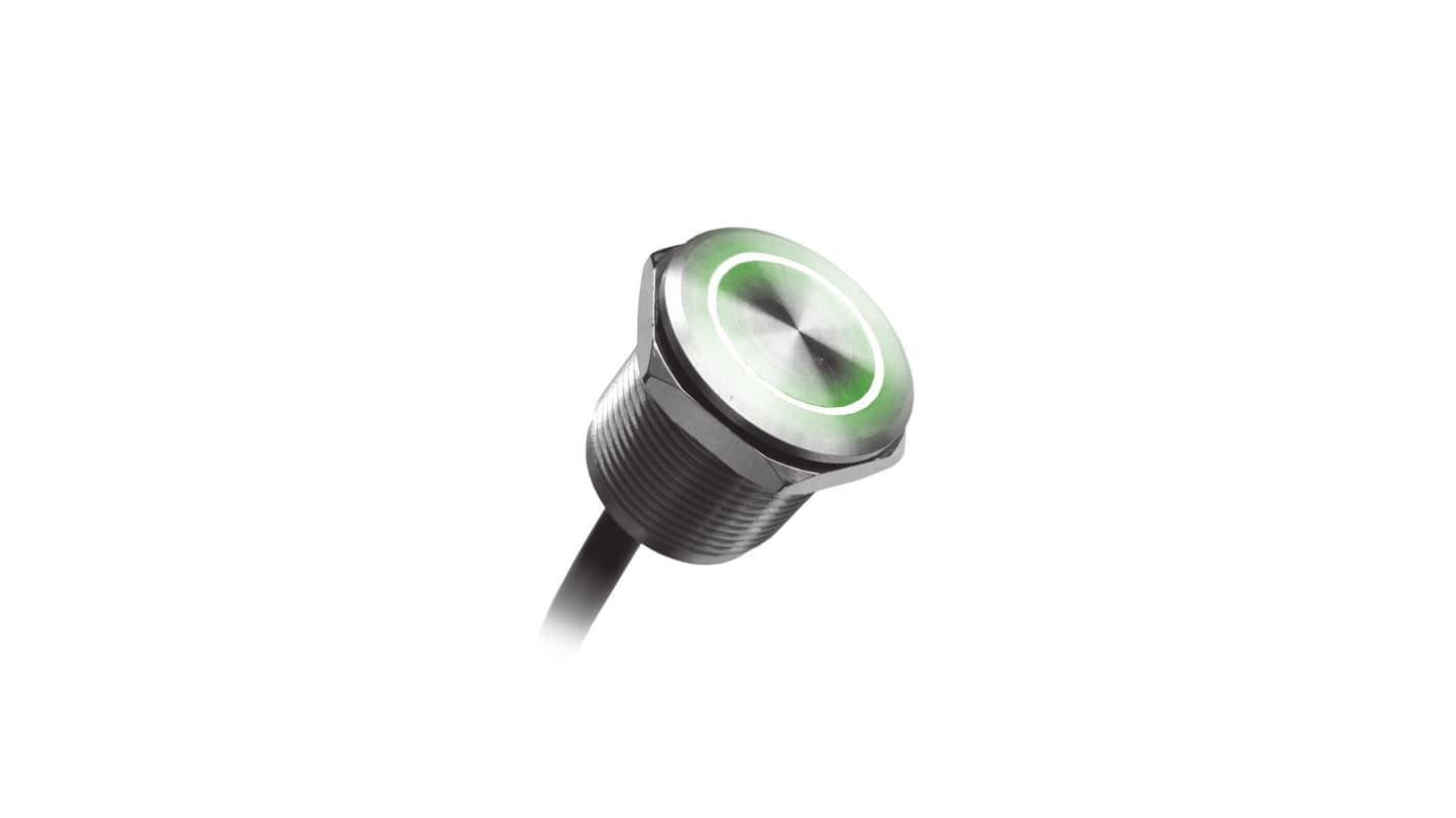 Interruptor piezo, 1 A SPDT, Terminales de Wire Lead IP68, IP69K, Color Verde, Rojo, -40 → +85°C