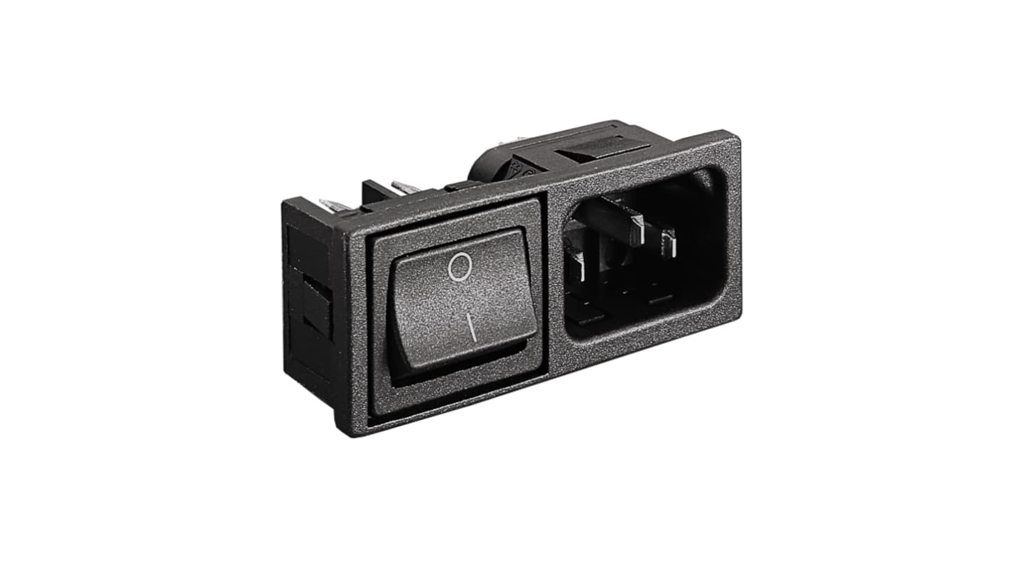 Bulgin Snap-In IEC Connector Male, 10A, 250 V, Fuse Size 5 x 20mm