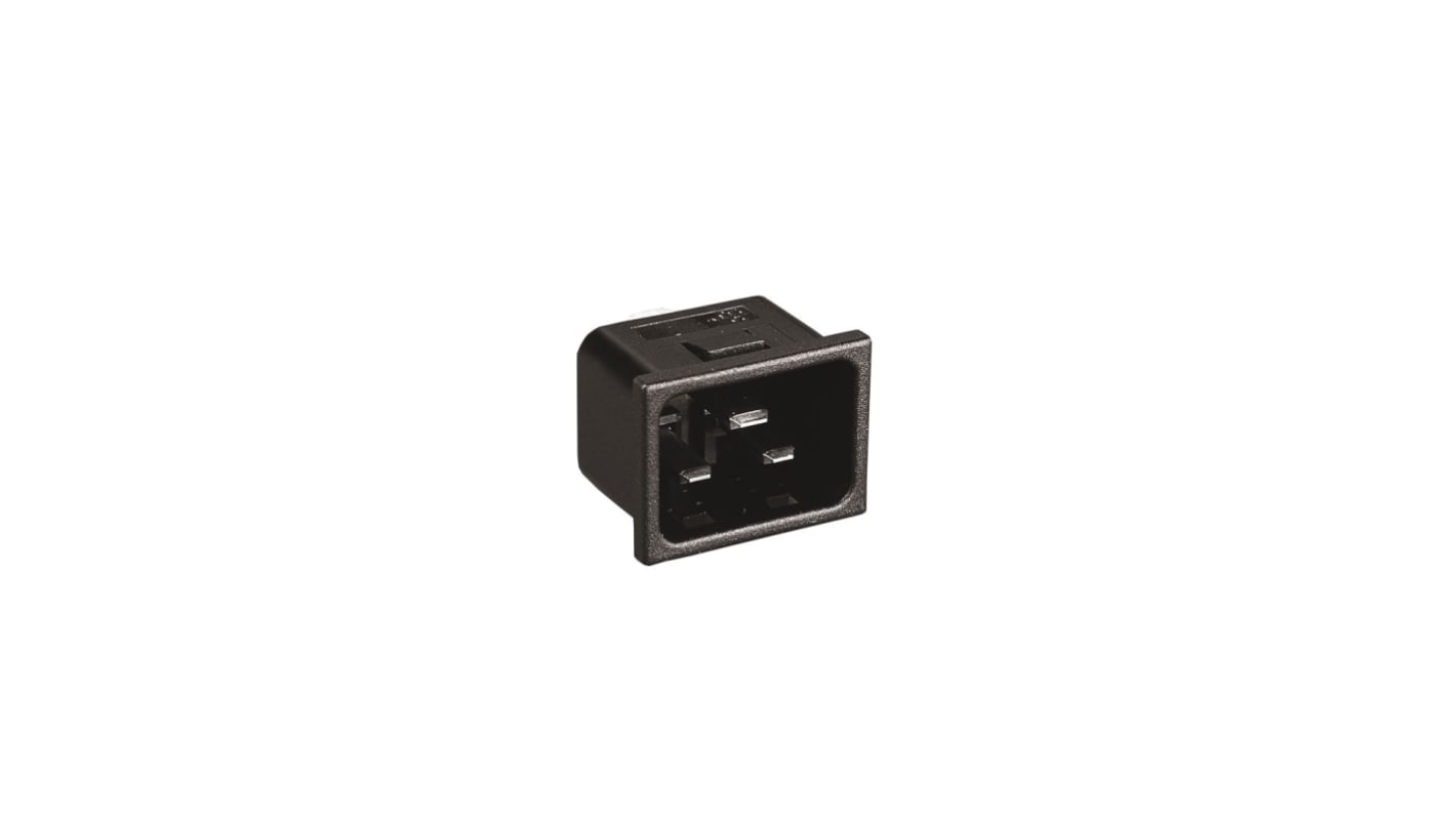 Bulgin Snap-In IEC Connector Male, 10A, 250 V