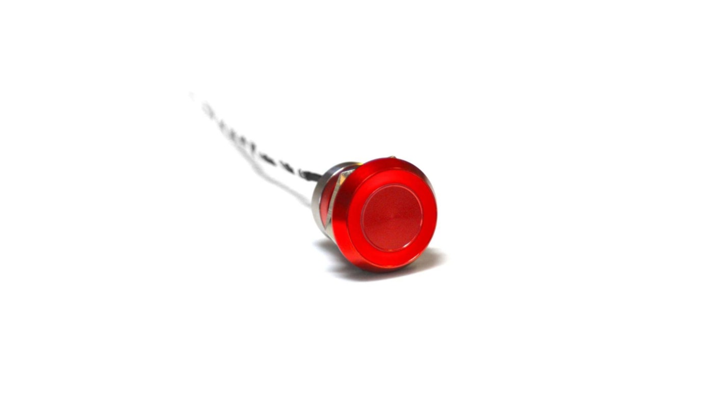 Bulgin Capacitive Switch Latching NC,Illuminated, Green, Red, IP68, IP69K Red Anodised