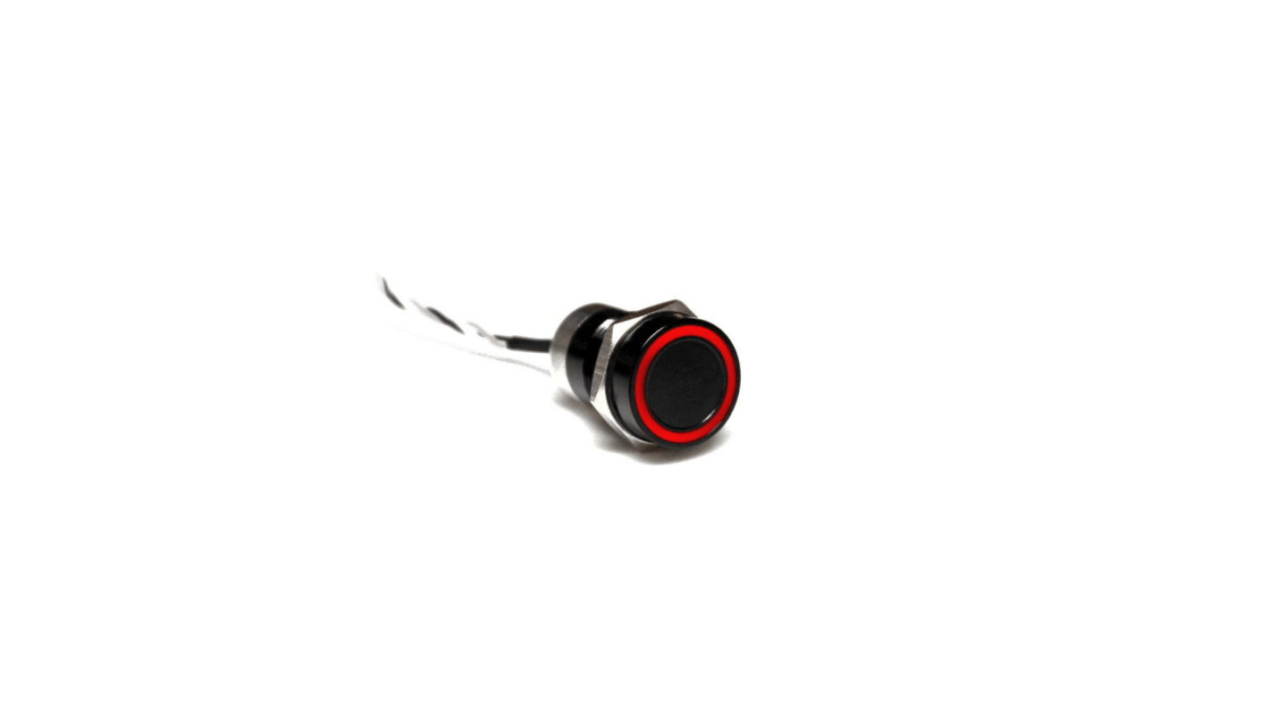 Interrupteur capacitif Bulgin Momentané Vert, Rouge, NO, 24V c.c., IP68, IP69K, Illuminé