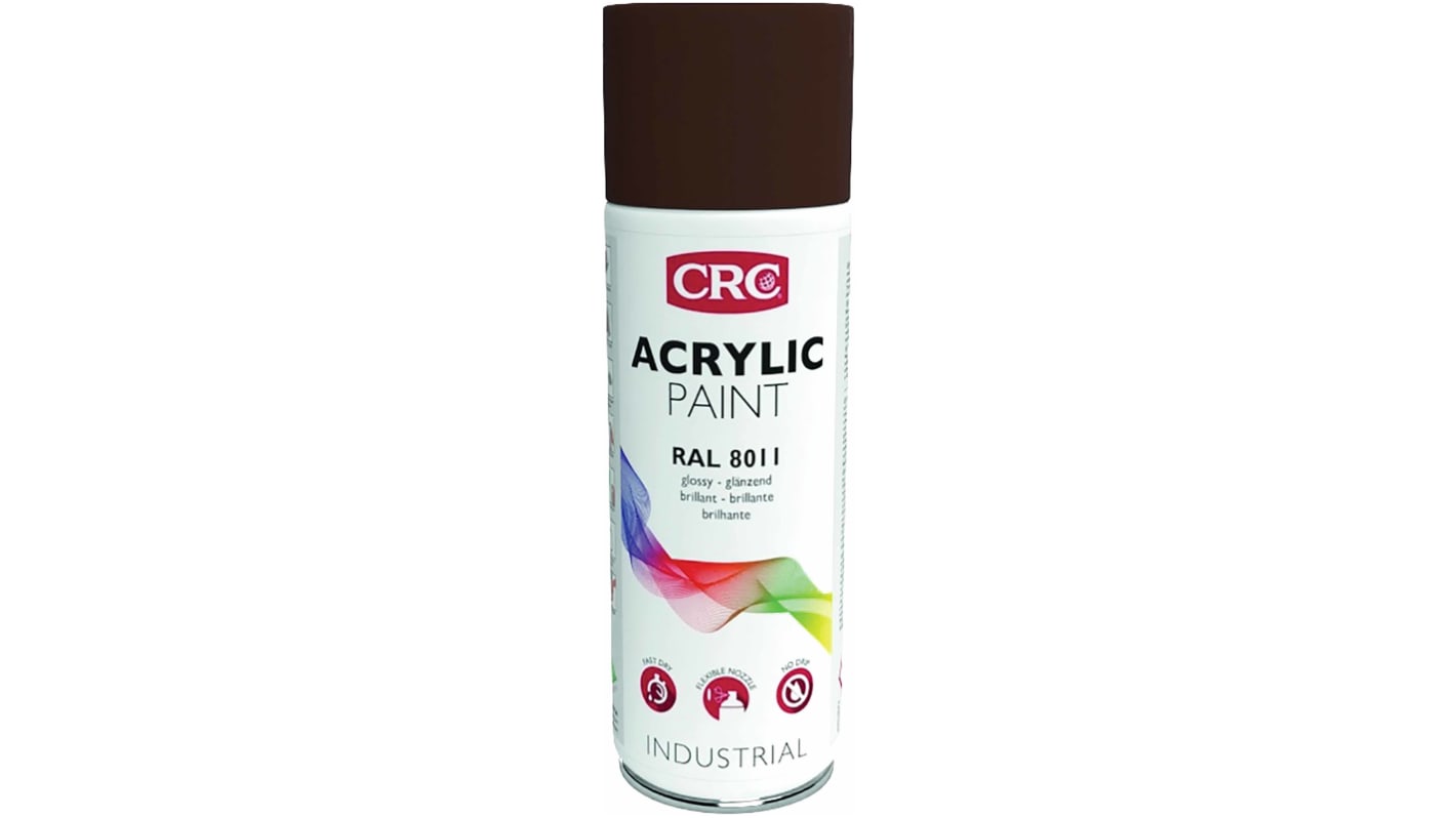 Pintura con aerosol CRC de color Marrón Brillo, RAL 8011, de 400ml