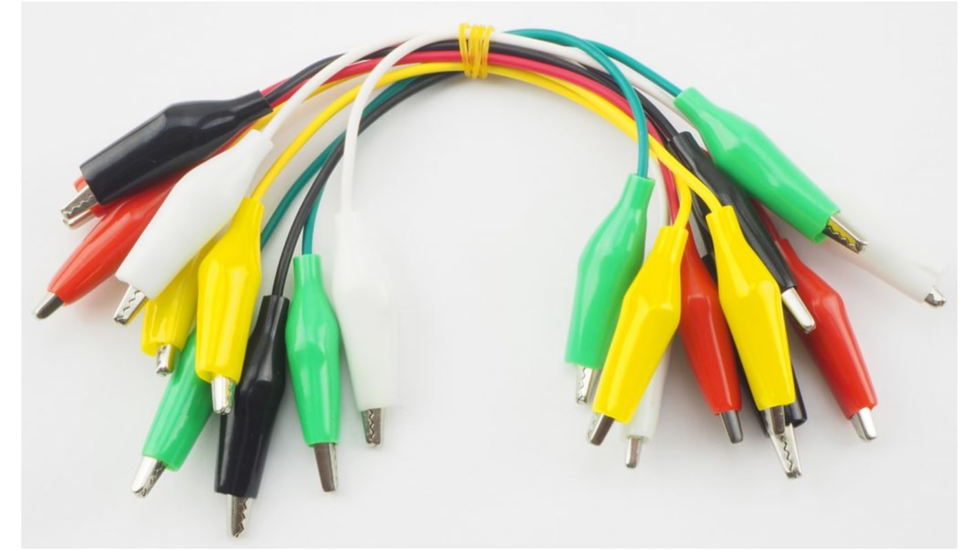 Cable con pinza cocodrilo Monk Makes de color Negro, Verde, Rojo, Blanco, Amarillo, 185mm