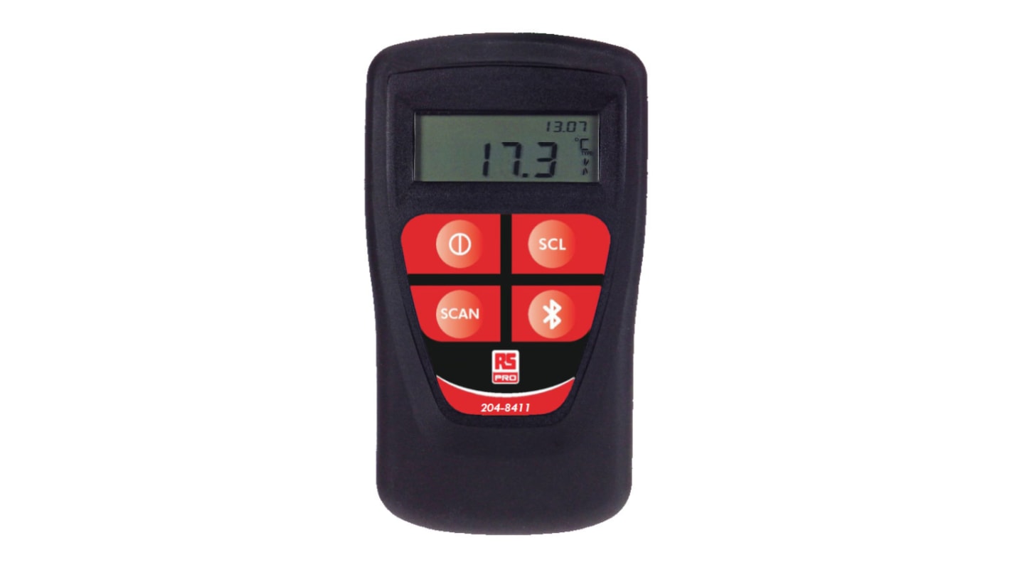 RS PRO Digital Thermometer, Thermoelement-Barcode-Scannen, bis +1820°C ±0,2 °C (±0,1 %) max, Messelement Typ E, J, K,