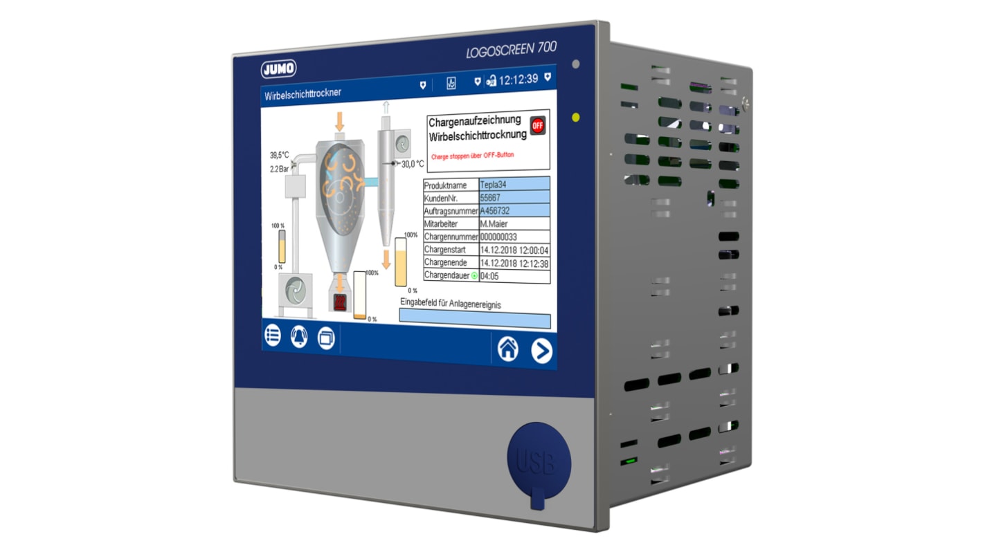 Registrador de tiempos de operaciones Jumo 706530/08-1120-23/000,000, 9 analog,4 digital entradas, LOGOSCREEN 700,