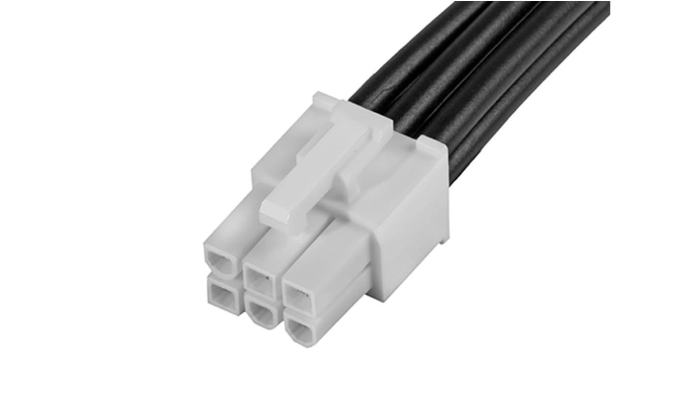 Conjunto de cables Molex Mini-Fit Jr. 215325, long. 600mm, Con A: Hembra, 6 vías, Con B: Hembra, 6 vías, paso 4.2mm