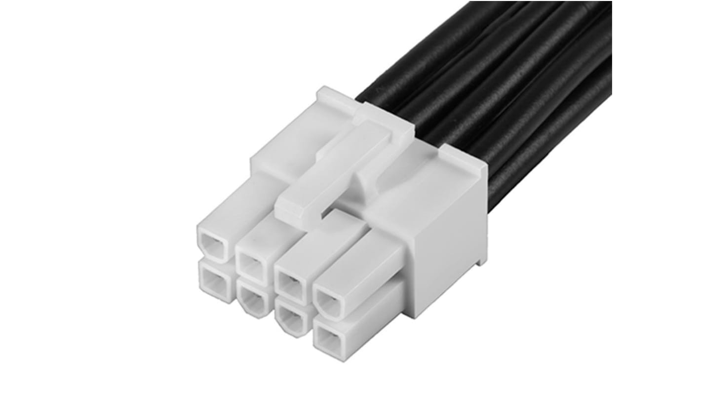 Conjunto de cables Molex Mini-Fit Jr. 215325, long. 600mm, Con A: Hembra, 8 vías, Con B: Hembra, 8 vías, paso 4.2mm