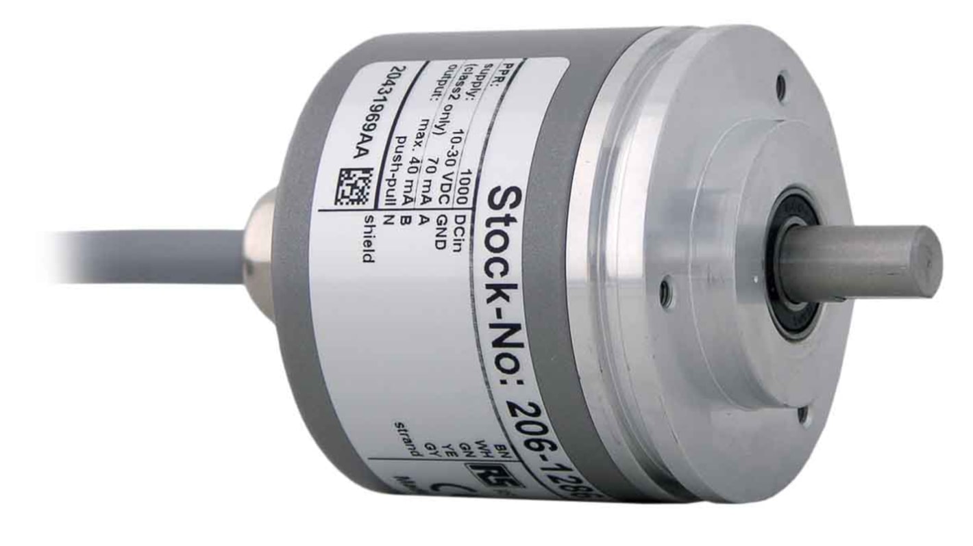 Encoder incremental RS PRO, 1000 impulsos/rev, 12000rpm máx., salida HTL, con Cable, 10 → 30 V dc, IP65