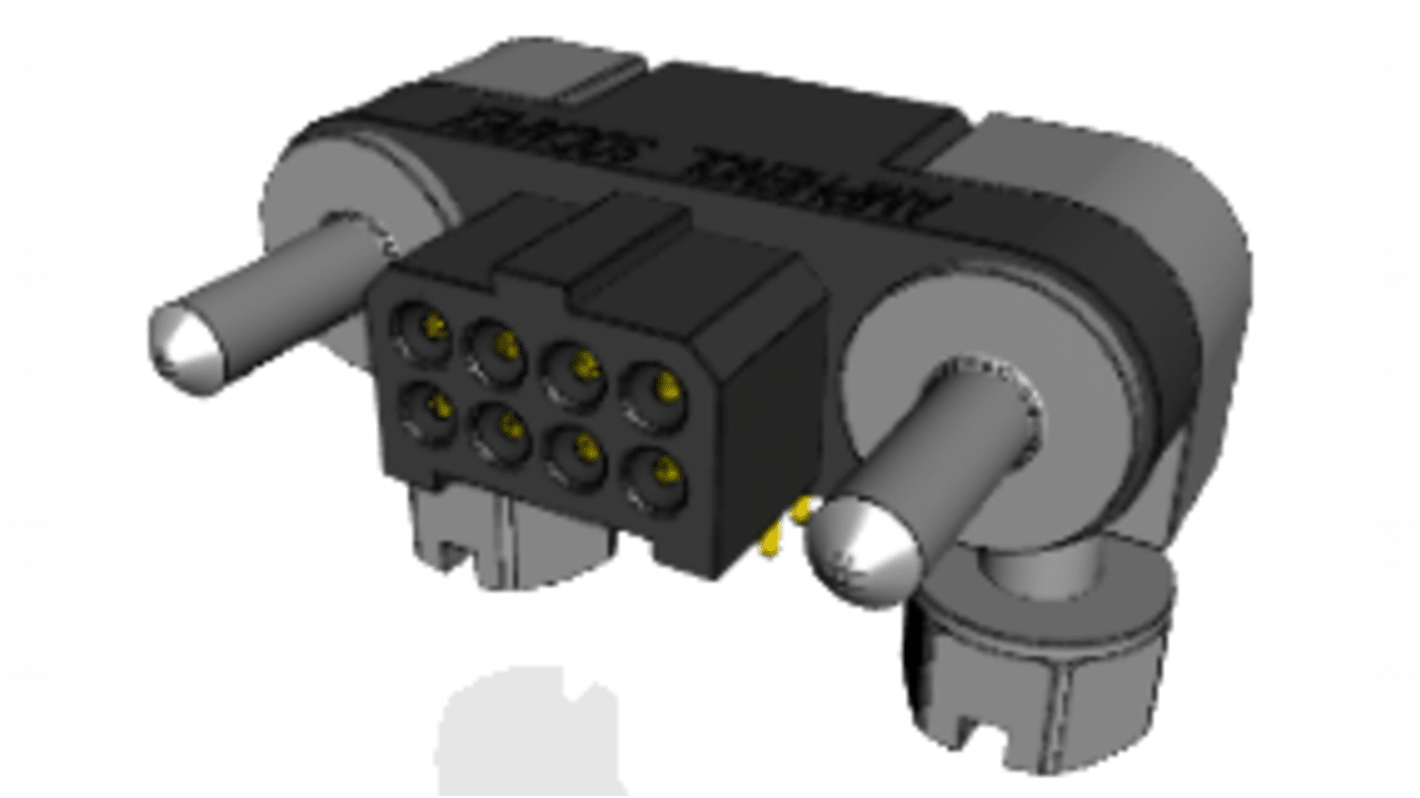 Conector macho para PCB Ángulo de 90° Amphenol Socapex serie MHDAS de 8 vías, 2 filas, paso 1.27mm, para soldar,